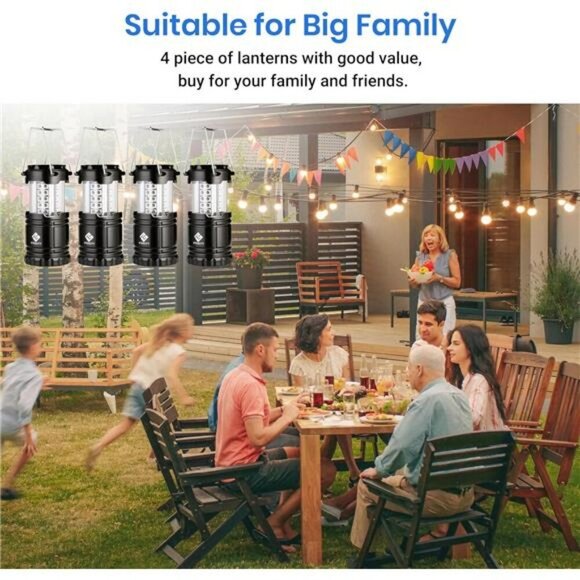 LED Camping Lanterns 4 Pack Battery Powered Lights for Emergency Hurricane - Picture 6 of 7